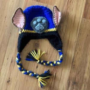 Crocheted Chase Paw Patrol Hat